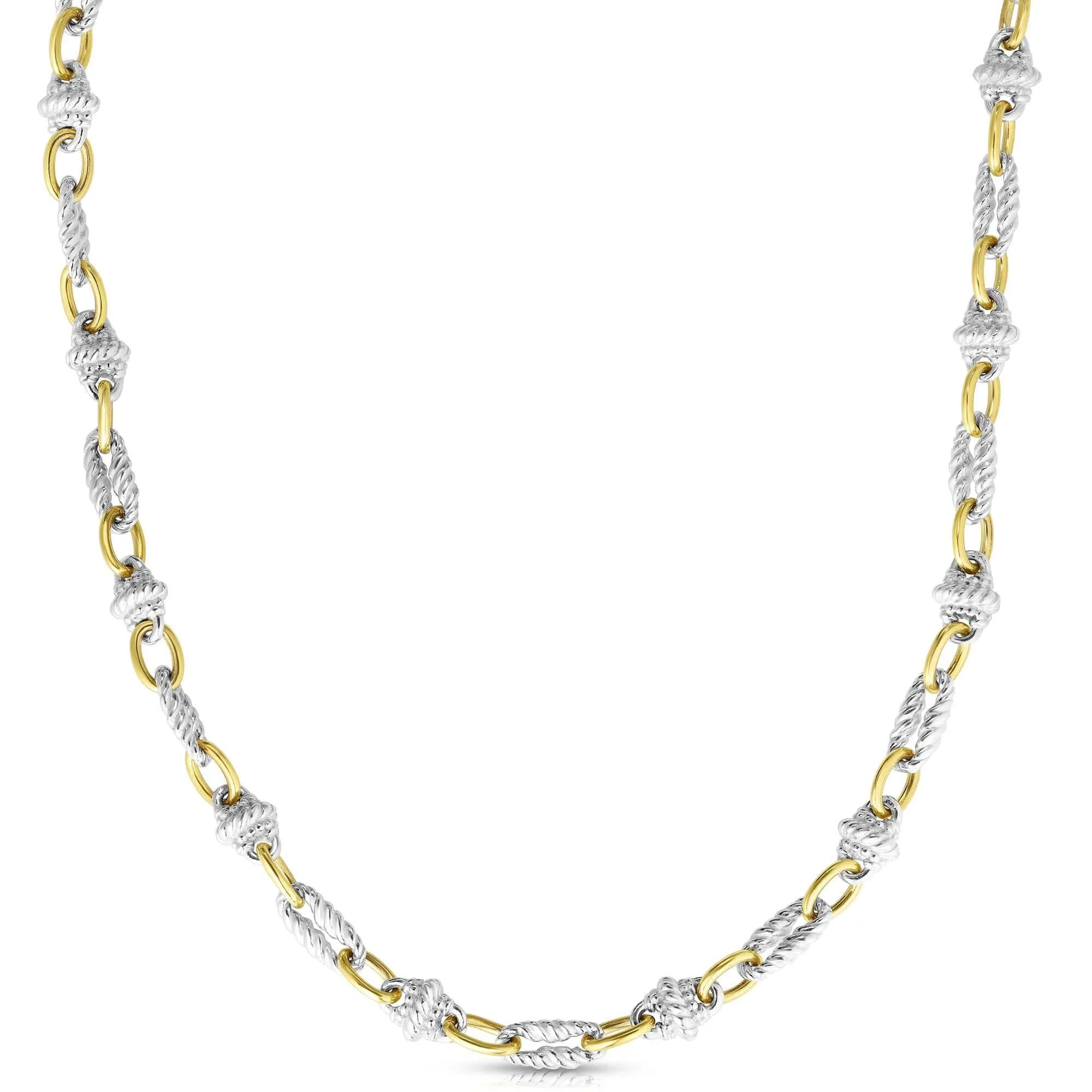 Silver & 18K Gold Victorian Cable Link Necklace