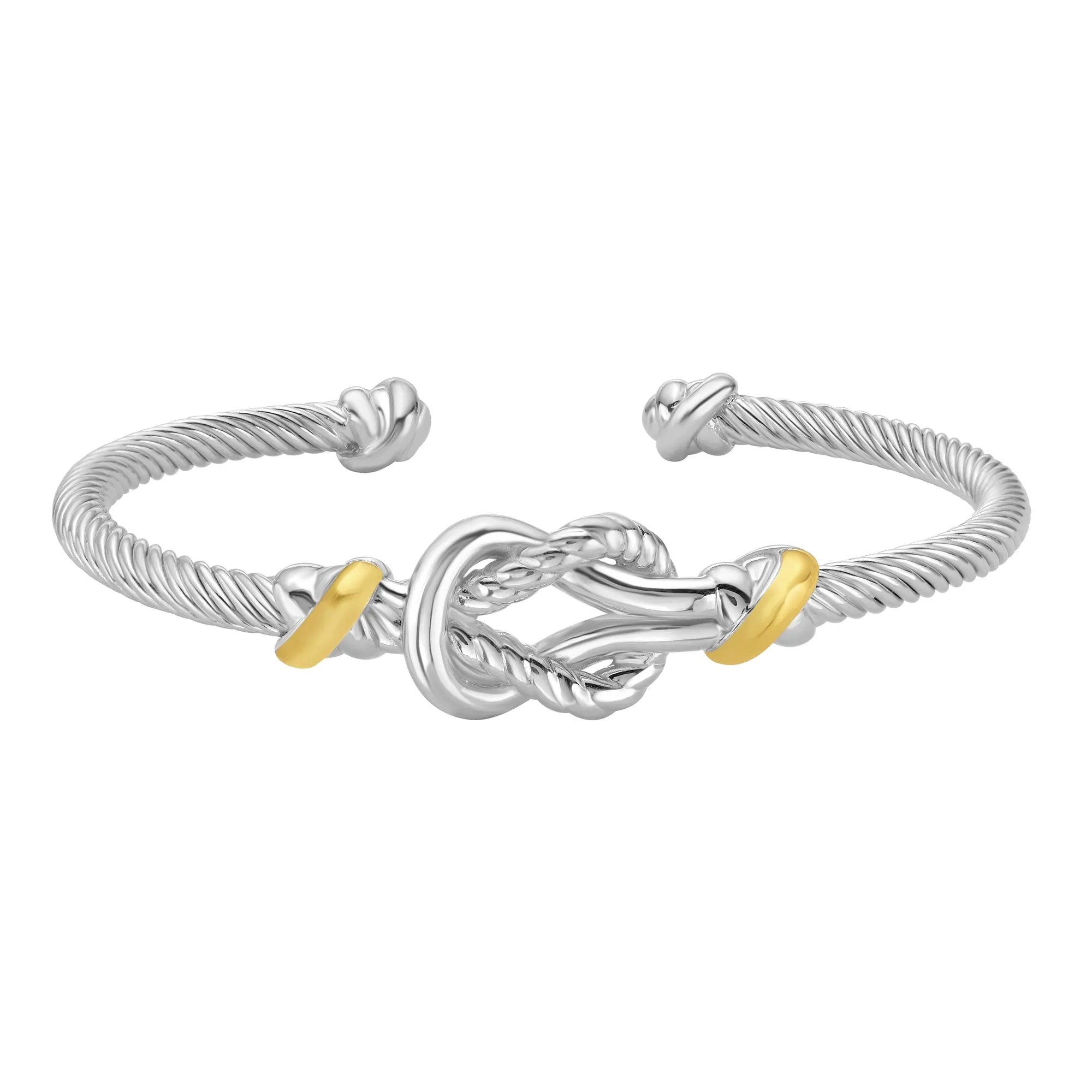 Silver & 18K Knot Cuff Bangle