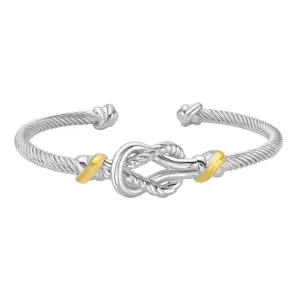 Silver & 18K Knot Cuff Bangle