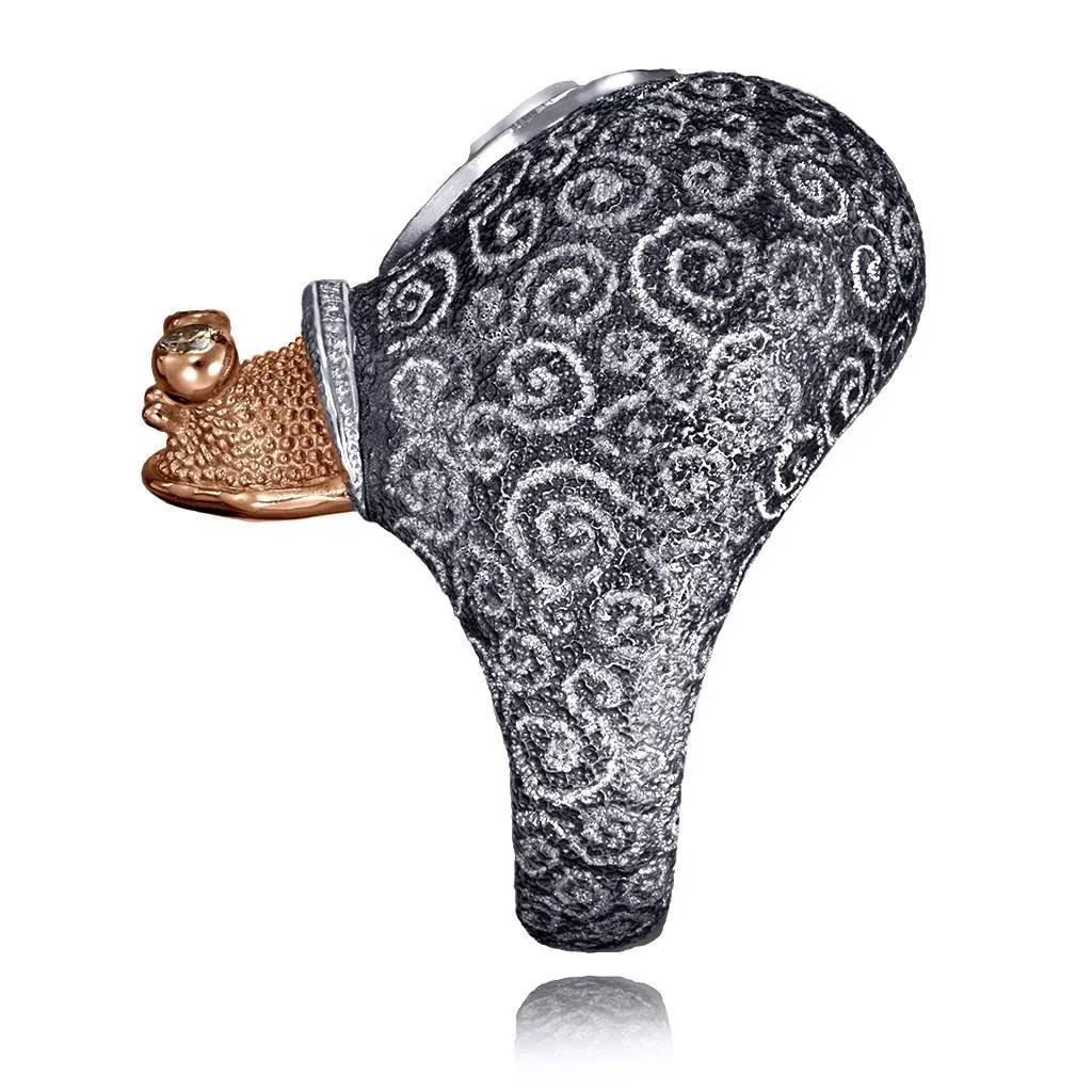 Silver & Gold Codi The Snail Swirl Ring with Diamonds