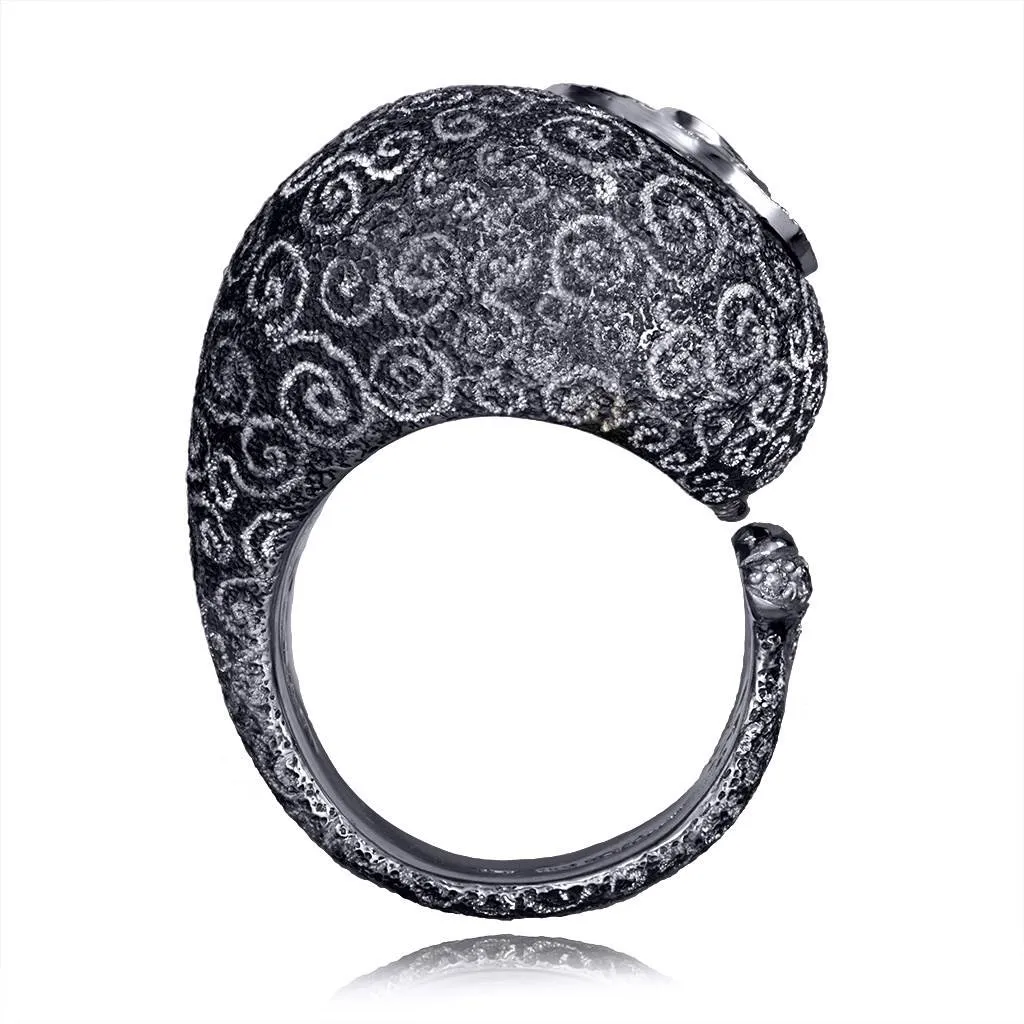 Silver & Gold Codi The Snail Swirl Ring with Diamonds