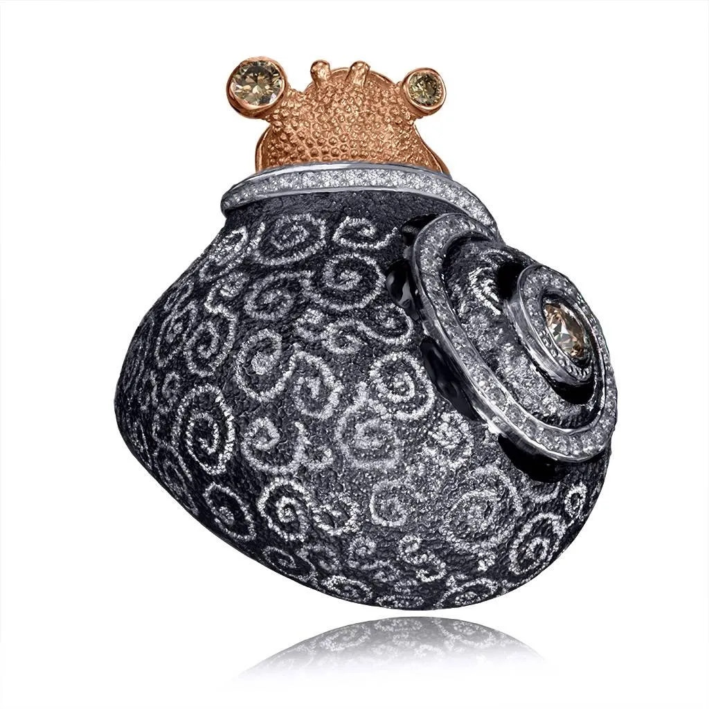 Silver & Gold Codi The Snail Swirl Ring with Diamonds