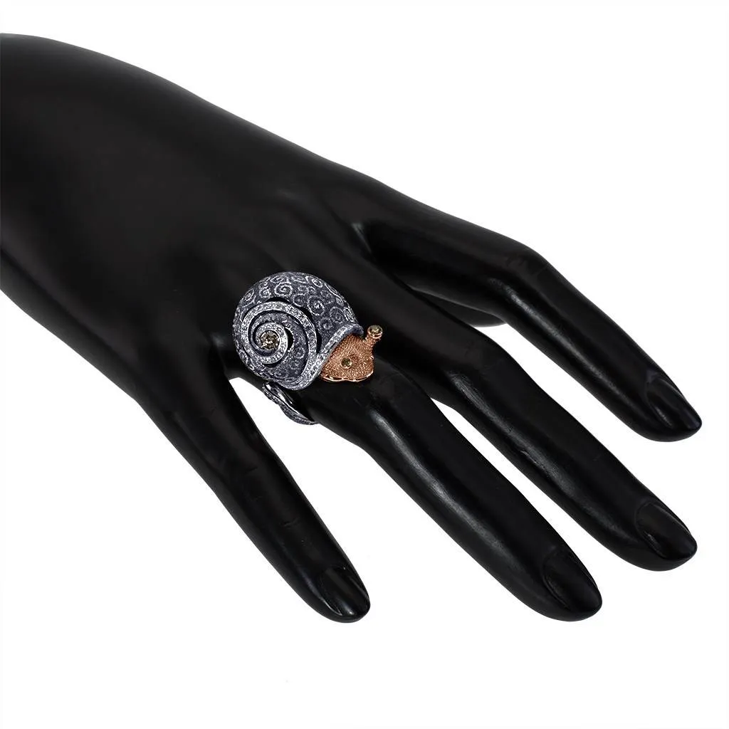 Silver & Gold Codi The Snail Swirl Ring with Diamonds