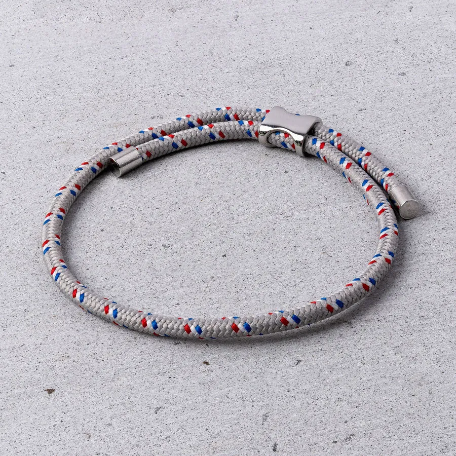 Silver & Off White Nylon Bracelet