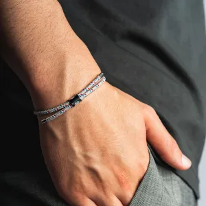 Silver & Off White Nylon Bracelet