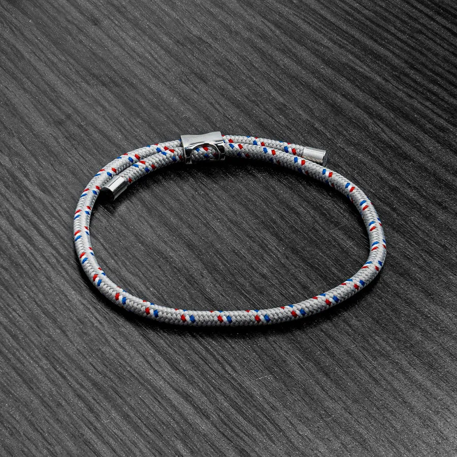 Silver & Off White Nylon Bracelet