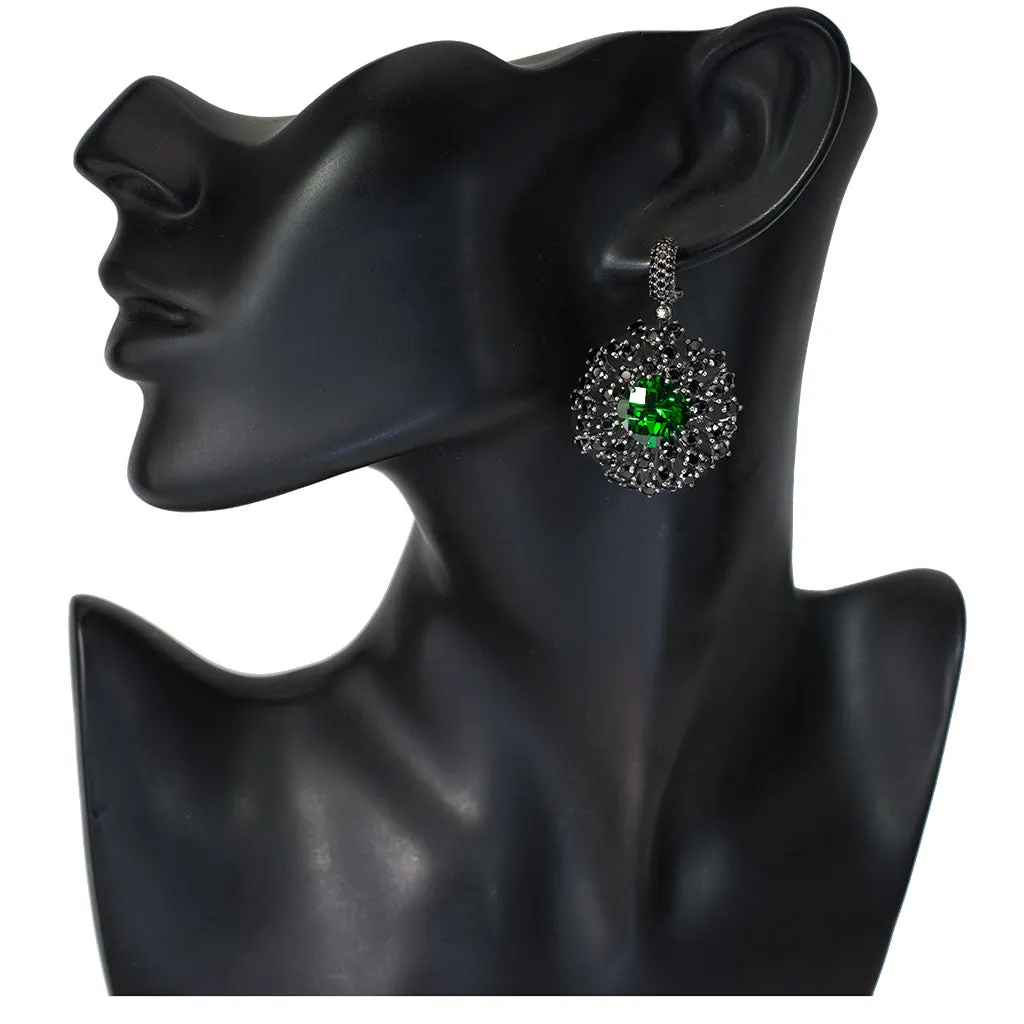 Silver Astra Earrings with Swarovski Crystal & Spinel