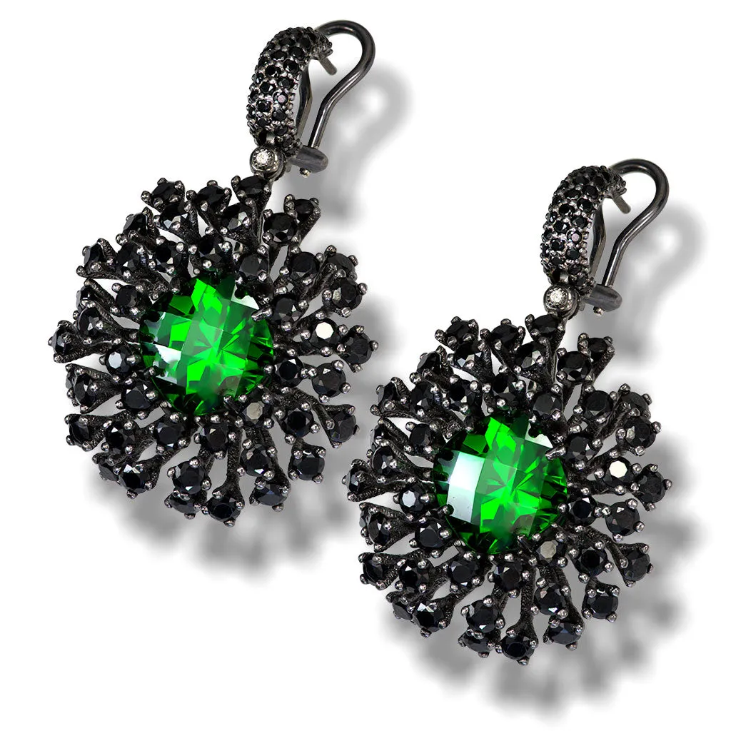 Silver Astra Earrings with Swarovski Crystal & Spinel