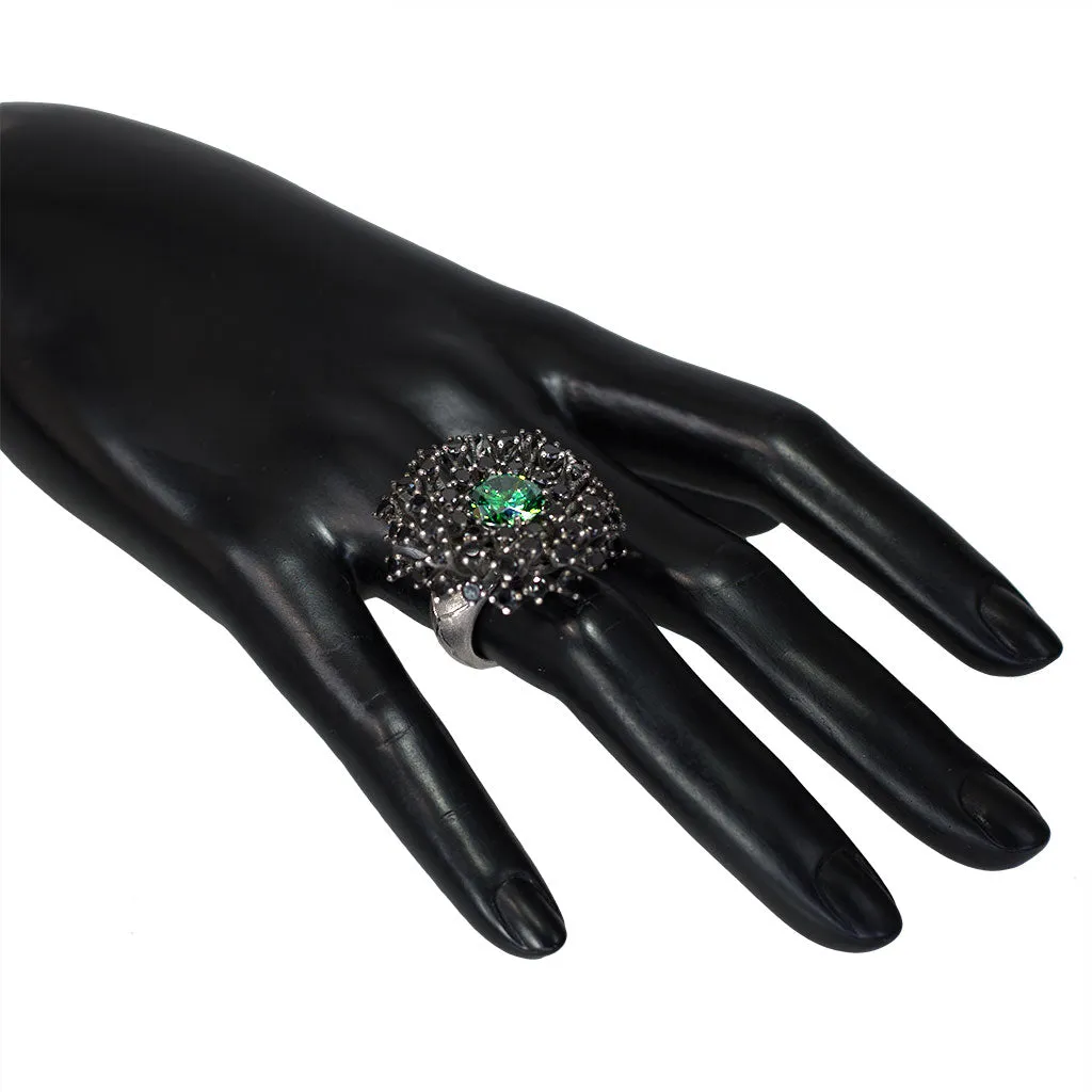 Silver Astra Ring with Swarovski Green Crystal & Spinel