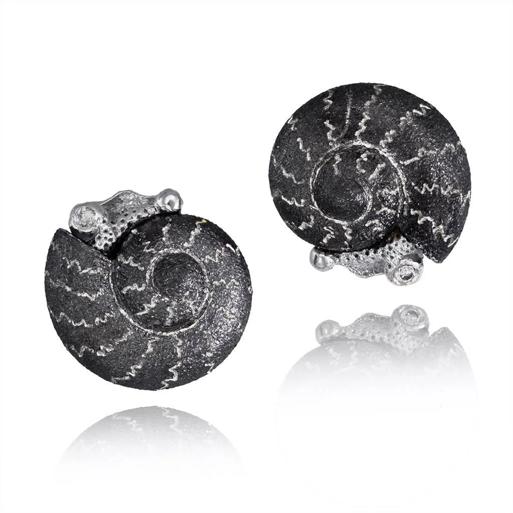 Silver Baby Snail Earrings with Silvermist Diamonds