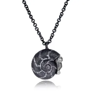 Silver Baby Snail Pendant with Diamonds On Chain