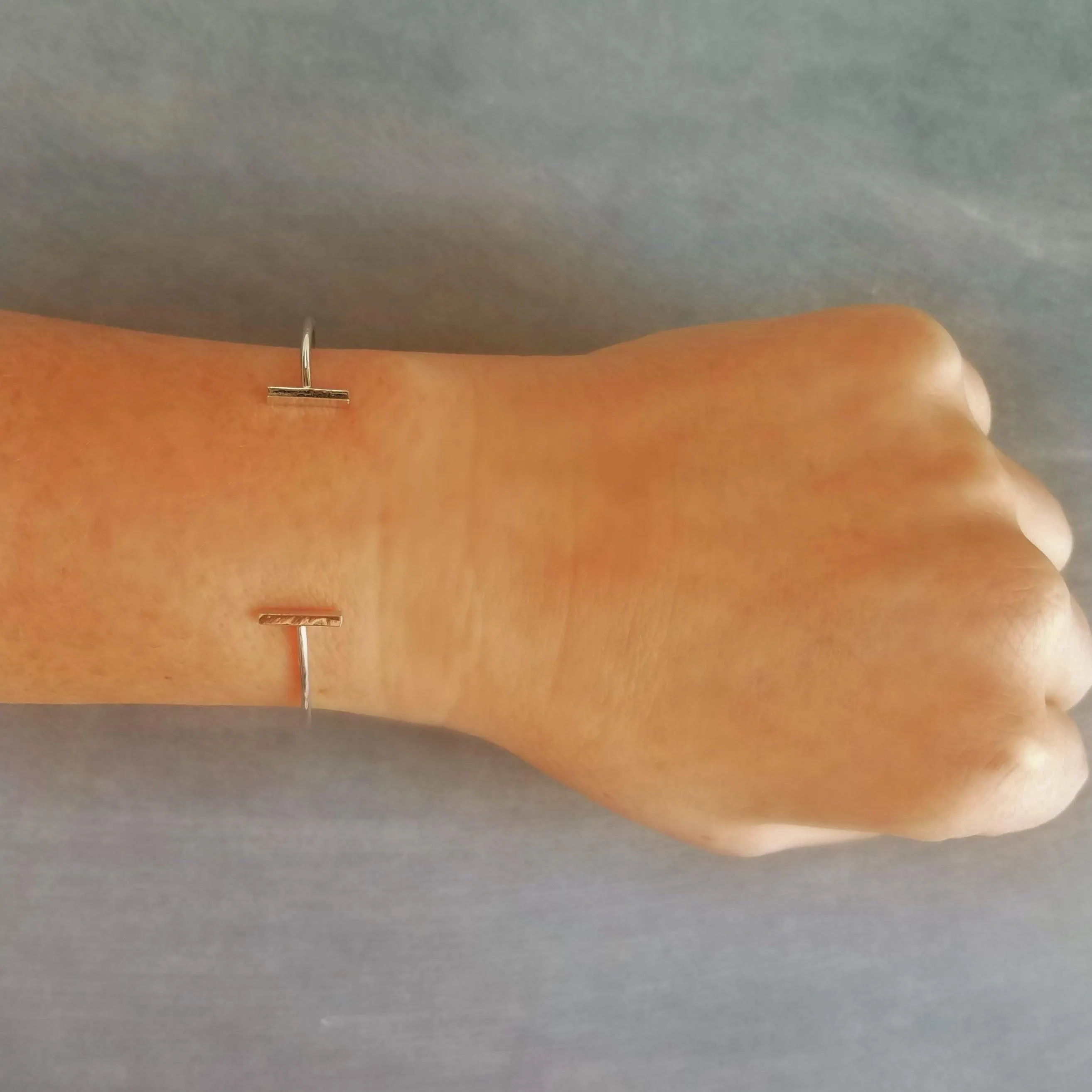 Silver Bar Bracelet, double bar bracelet, thin silver bracelet, thin silver bangle, thin cuff, silver initial bracelet, letter cuff, custom