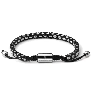 Silver Braided Box Chain Bracelet in Black