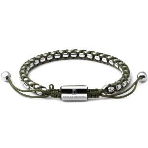 Silver Braided Box Chain Bracelet in Olive