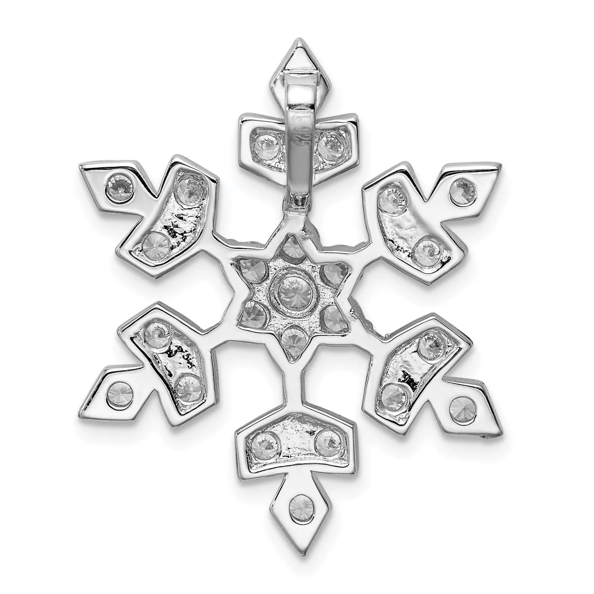 Silver Cubic Zirconia Snowflake Slide Pendant