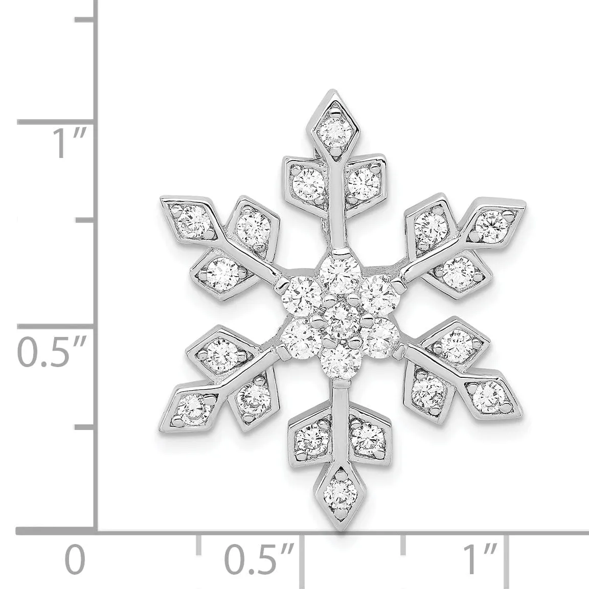 Silver Cubic Zirconia Snowflake Slide Pendant