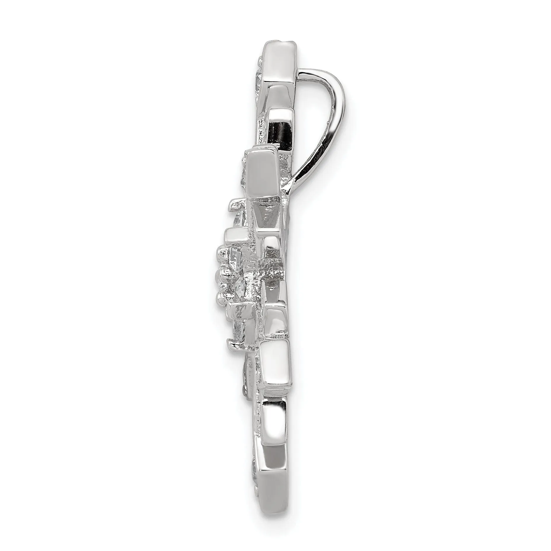 Silver Cubic Zirconia Snowflake Slide Pendant