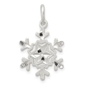 Silver Diamond Cut Snowflake Charm Pendant