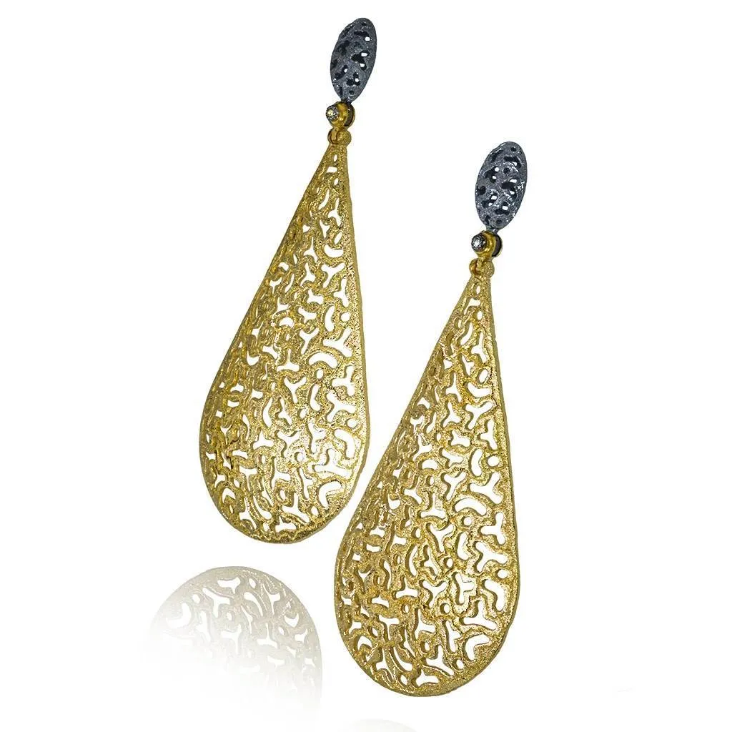 Silver Festive Drop Earrings with White Topaz