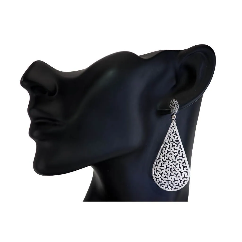 Silver Festive Drop Earrings with White Topaz