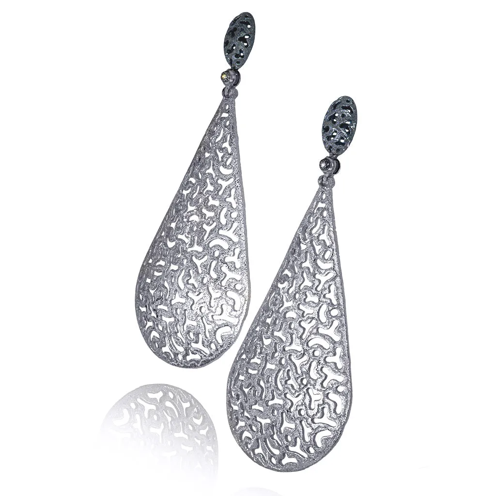 Silver Festive Drop Earrings with White Topaz