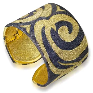 Silver Inverse Pattern Swirl Cuff Bracelet