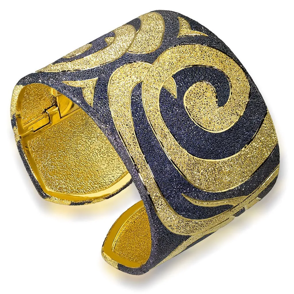 Silver Inverse Pattern Swirl Cuff Bracelet