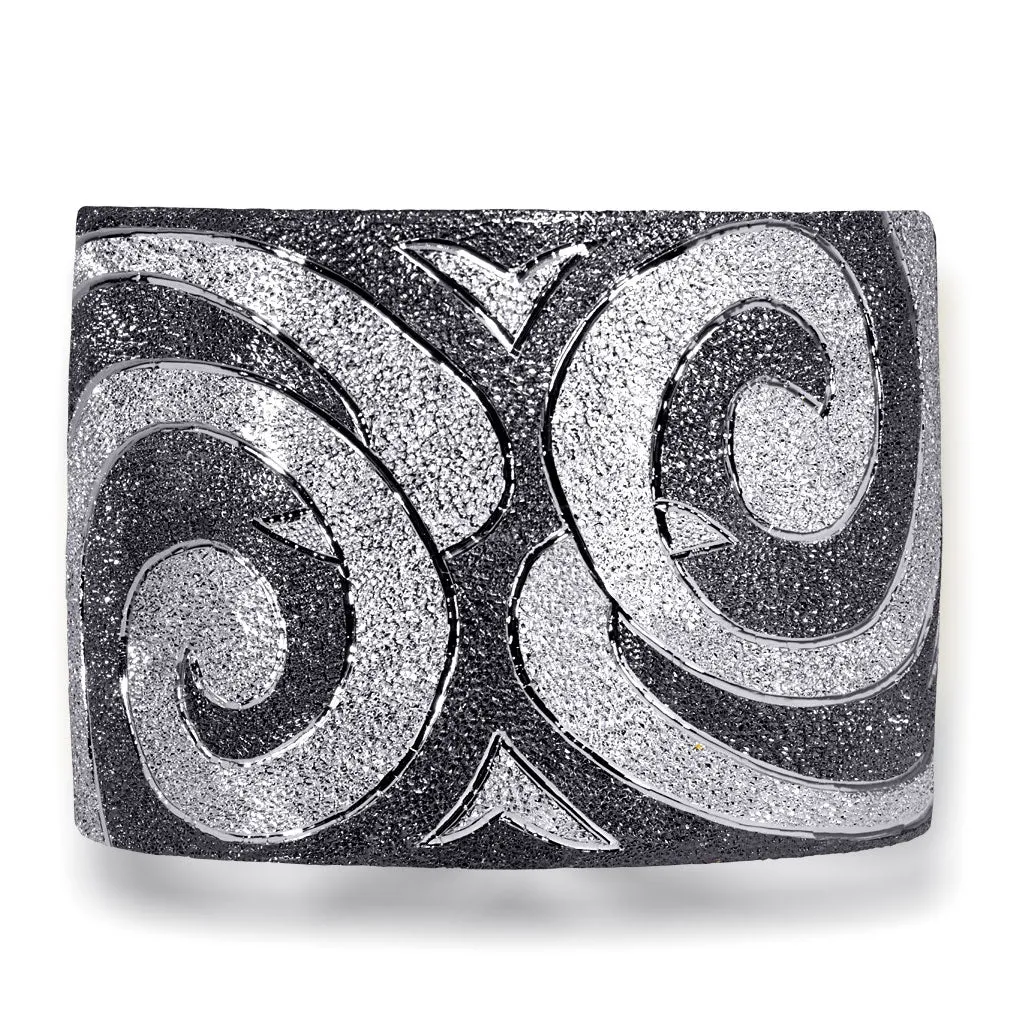 Silver Inverse Pattern Swirl Cuff Bracelet