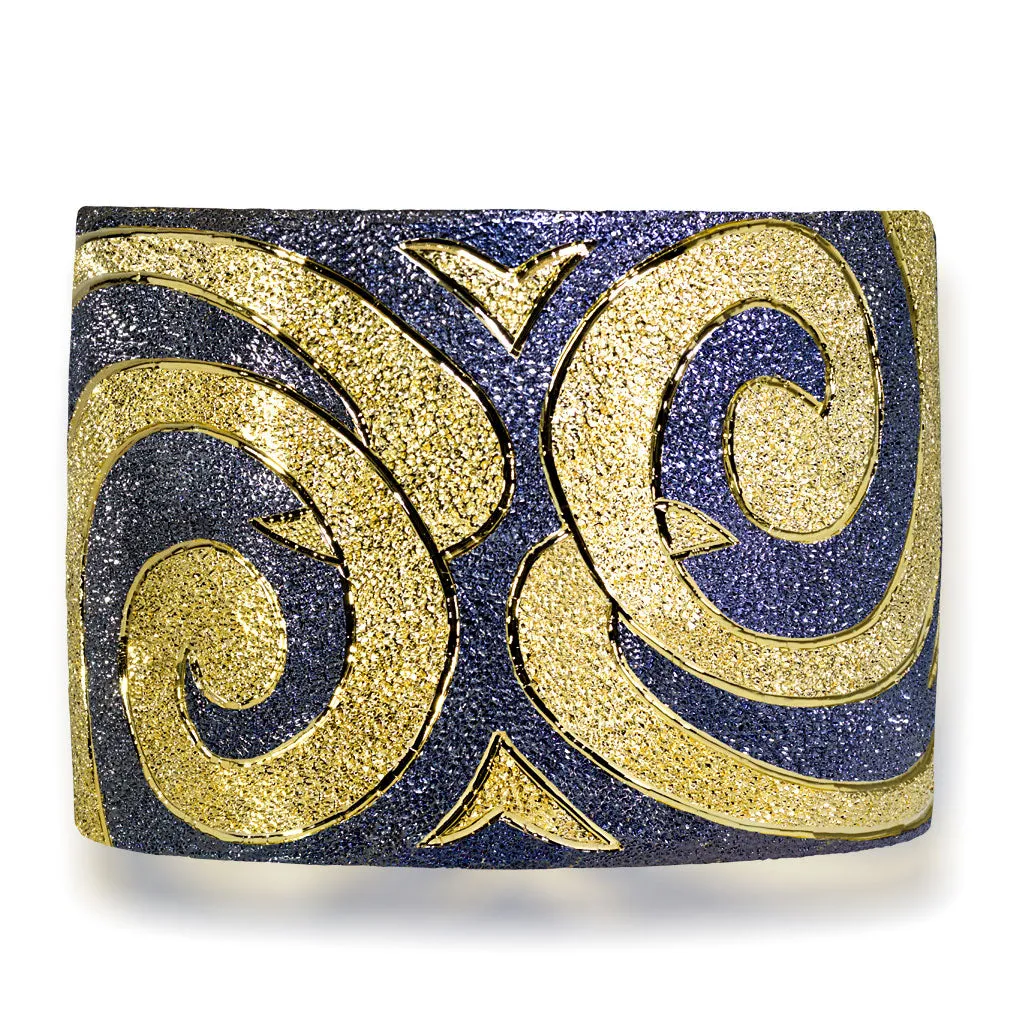 Silver Inverse Pattern Swirl Cuff Bracelet