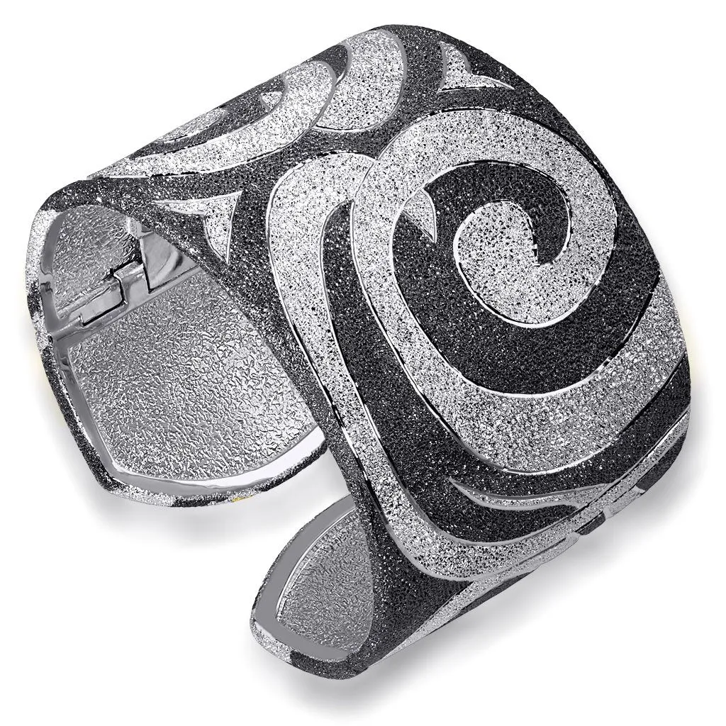 Silver Inverse Pattern Swirl Cuff Bracelet