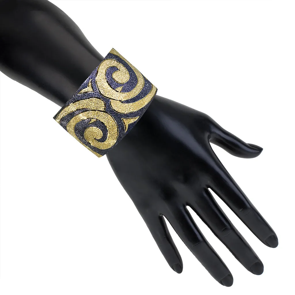 Silver Inverse Pattern Swirl Cuff Bracelet