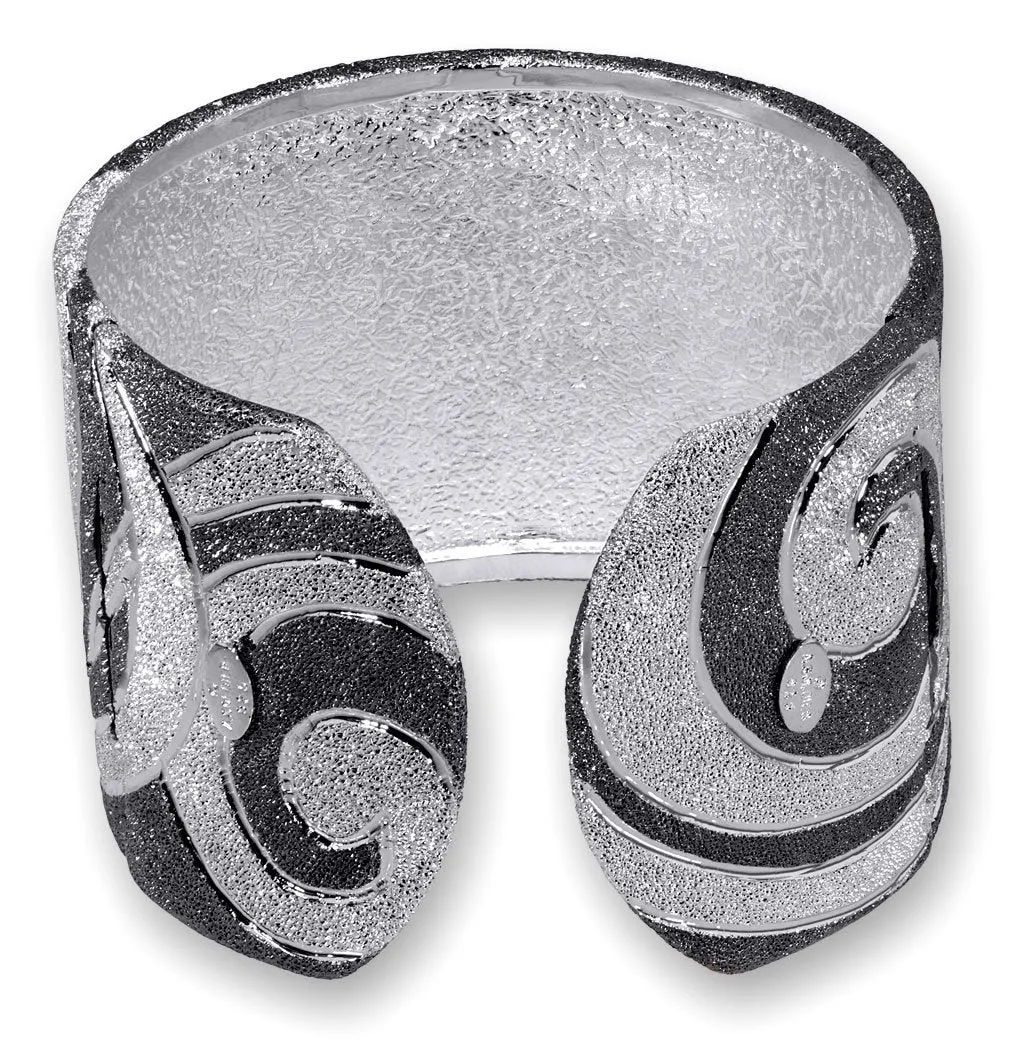 Silver Inverse Pattern Swirl Cuff Bracelet