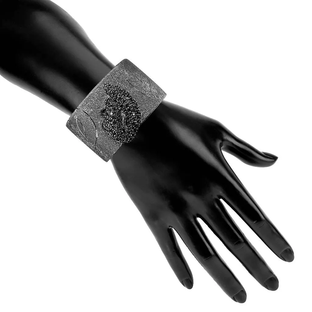 Silver Leaf Cuff Bracelet with Spinel