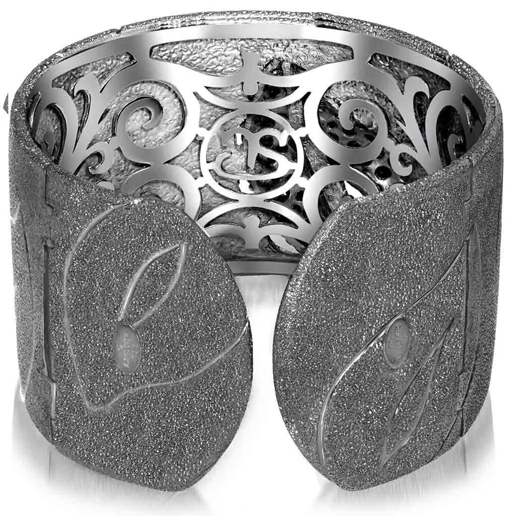 Silver Leaf Cuff Bracelet with Spinel