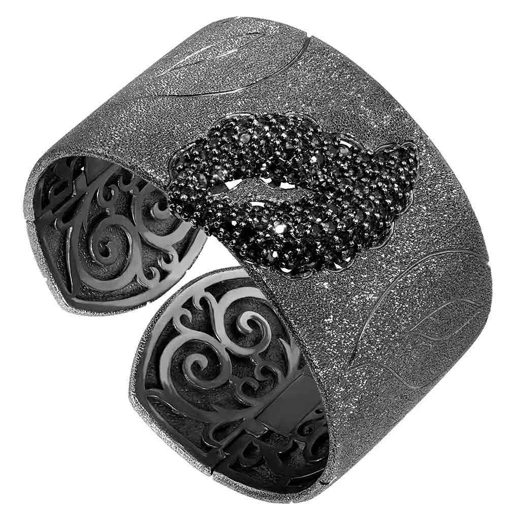 Silver Leaf Cuff Bracelet with Spinel