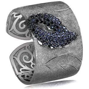 Silver Leaf Cuff Bracelet with Spinel