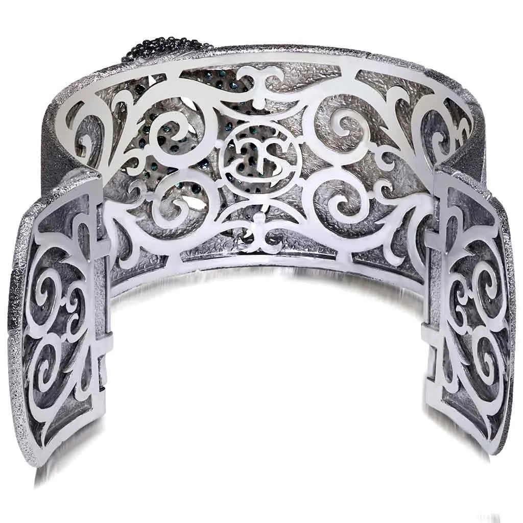 Silver Leaf Cuff Bracelet with Spinel