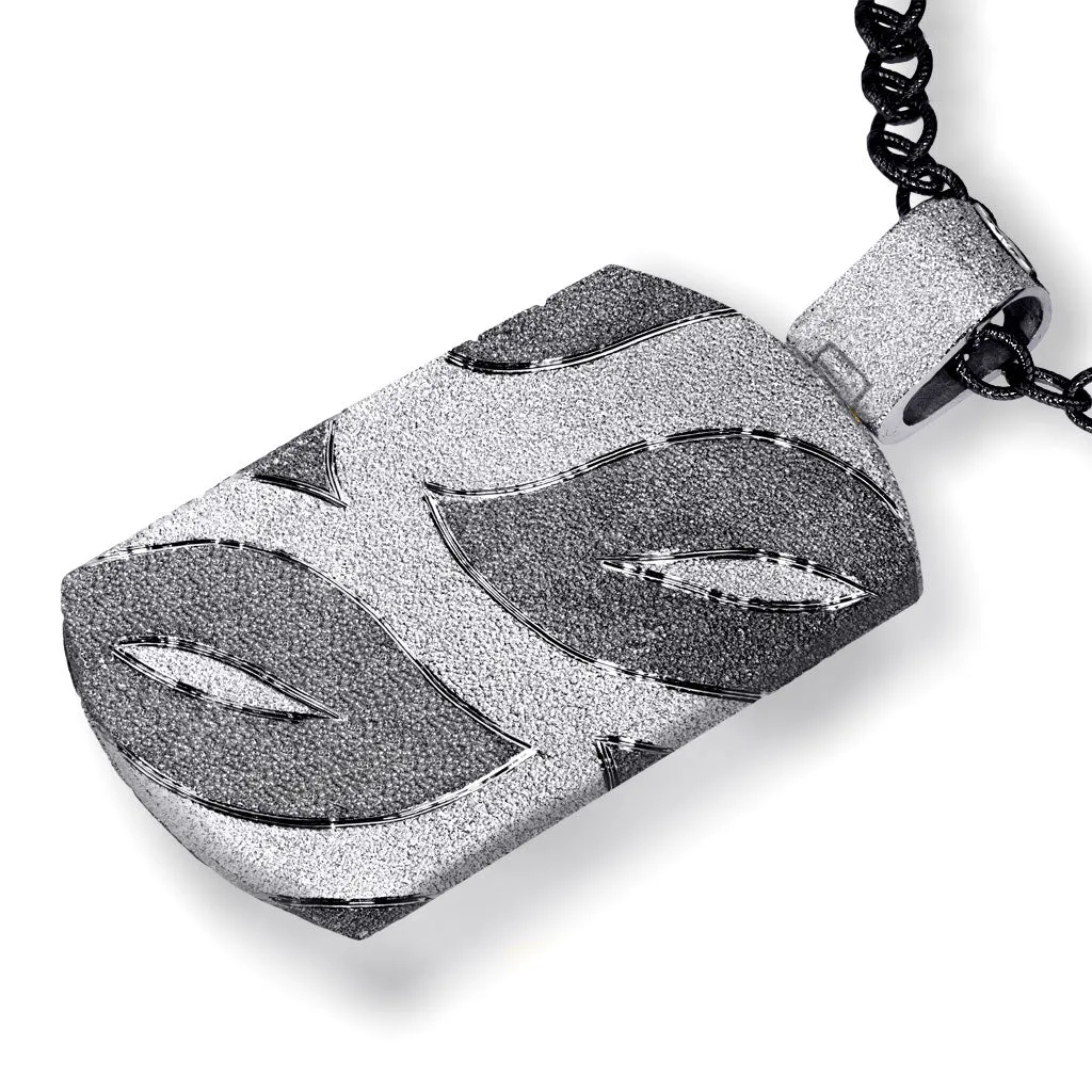 Silver Leaf Tag Pendant/Necklace On Chain