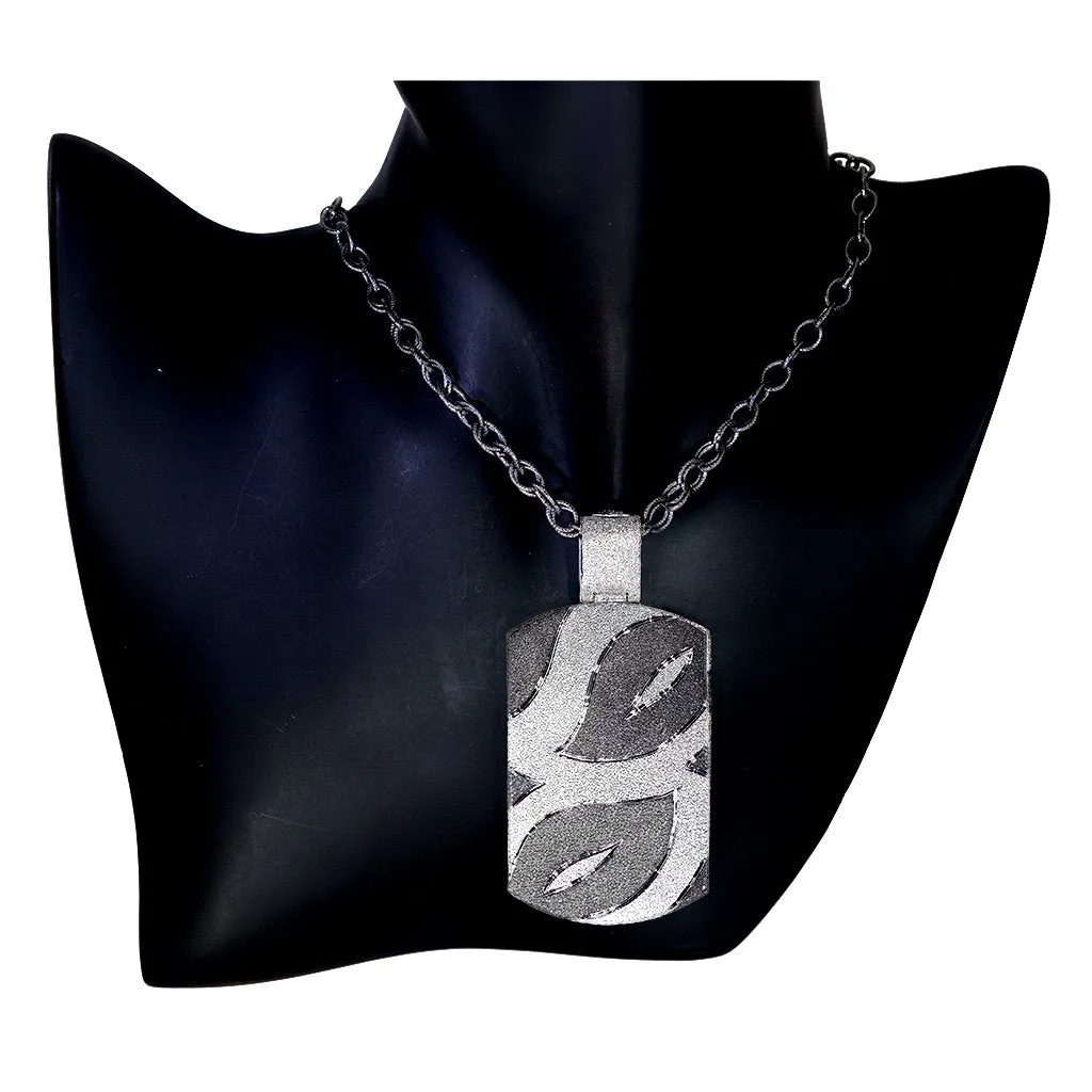 Silver Leaf Tag Pendant/Necklace On Chain