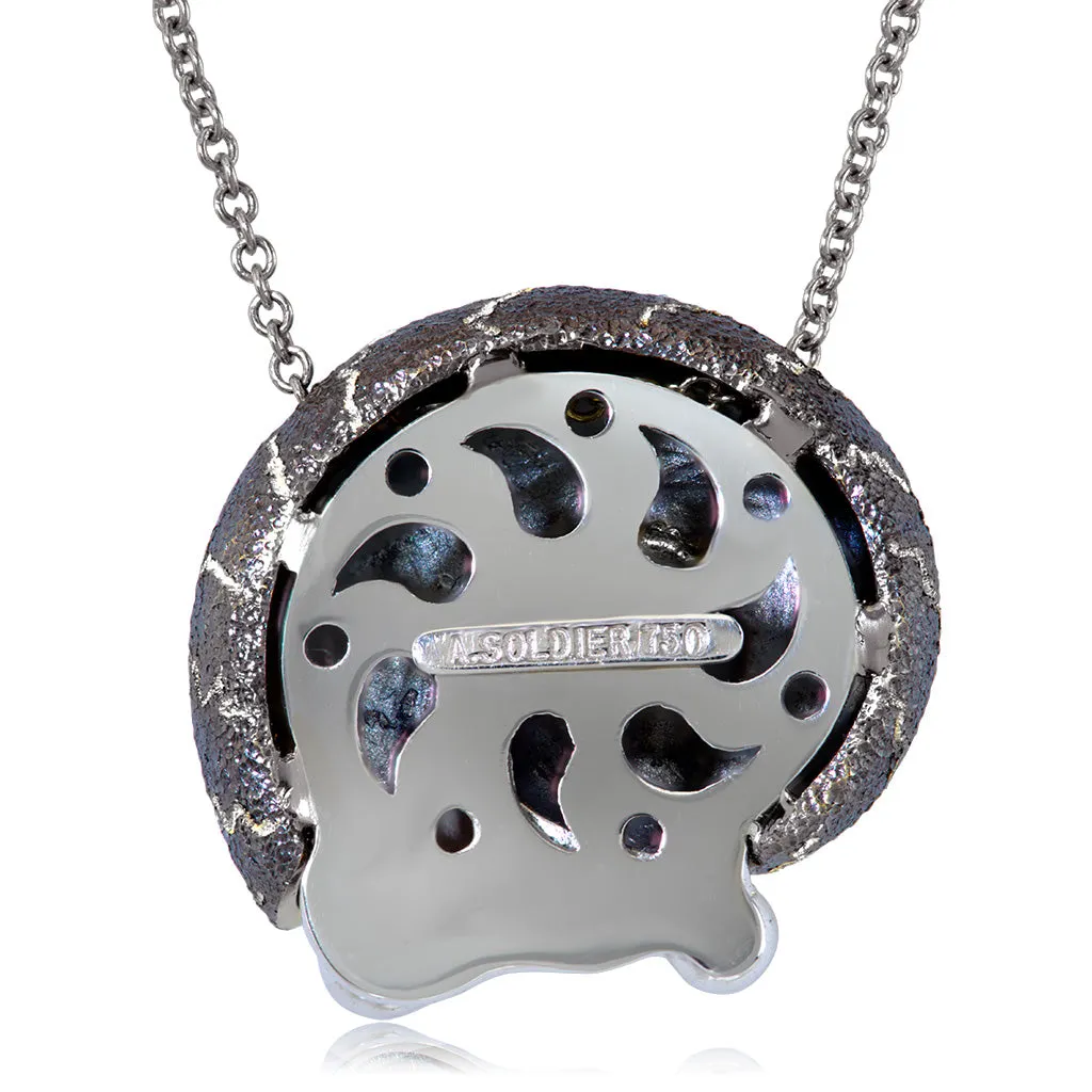 Silver Little Snail Pendant with Diamonds On Chain