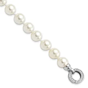 Silver Majestik Shell Pearl C.Z Fancy Bracelet