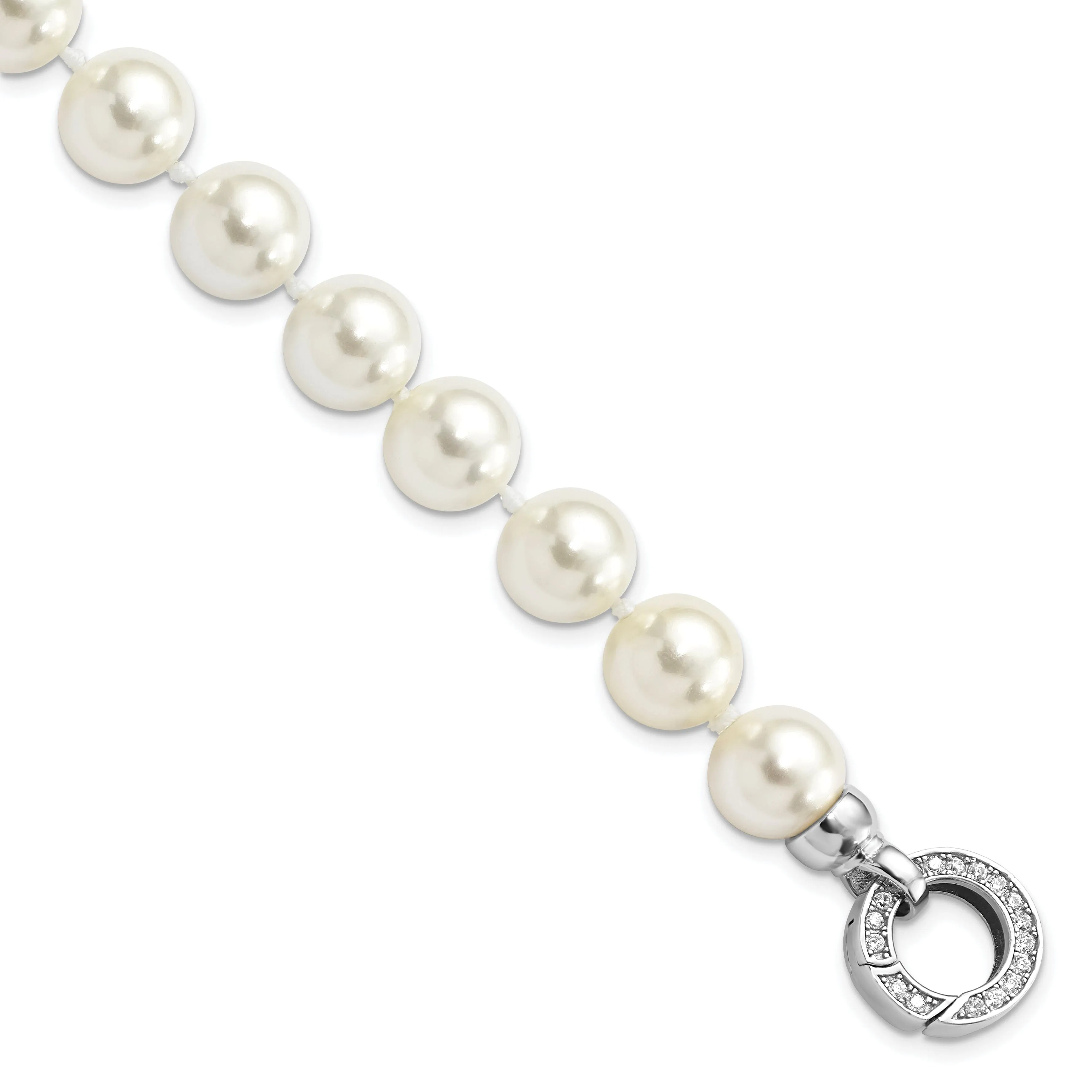 Silver Majestik Shell Pearl C.Z Fancy Bracelet