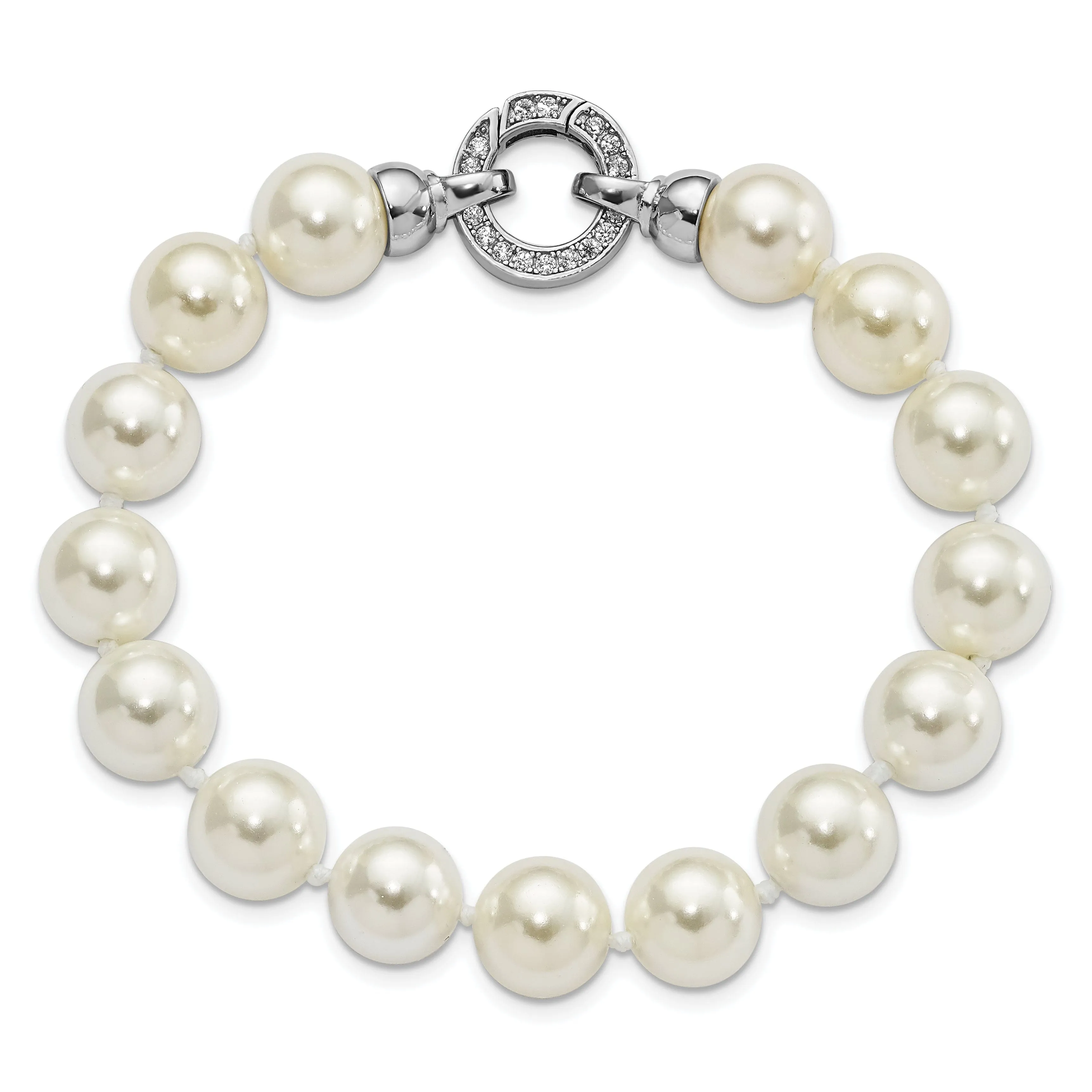 Silver Majestik Shell Pearl C.Z Fancy Bracelet