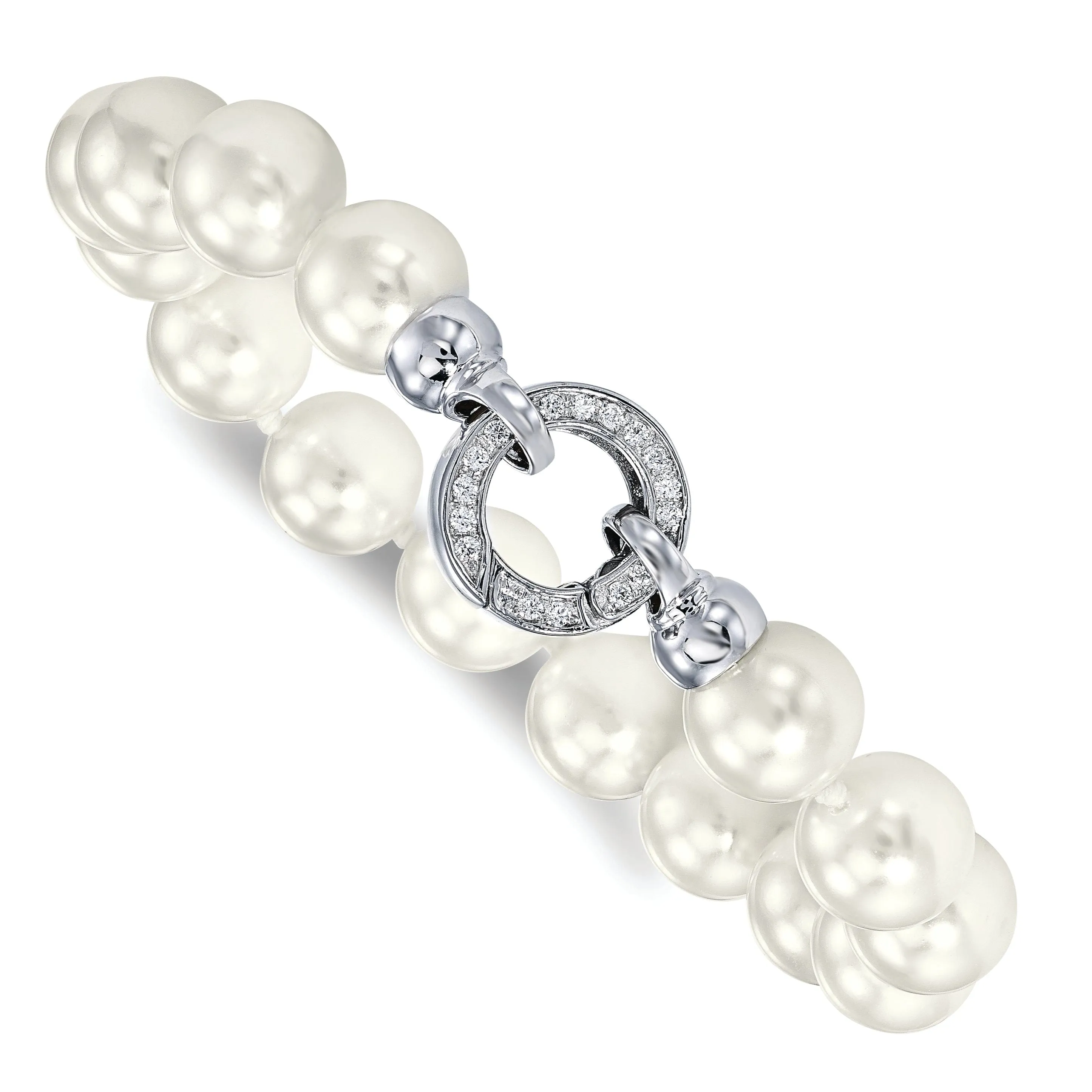 Silver Majestik Shell Pearl C.Z Fancy Bracelet