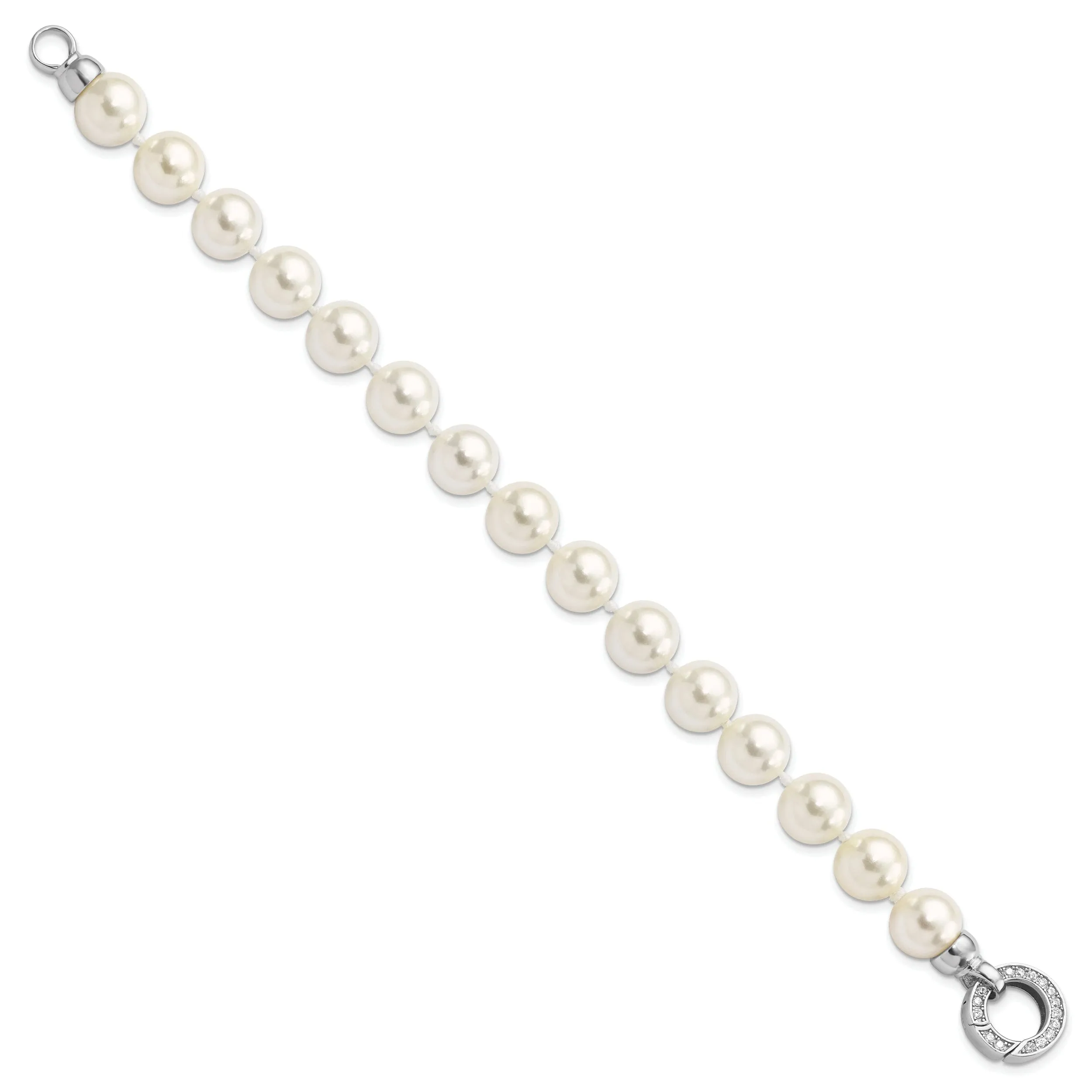 Silver Majestik Shell Pearl C.Z Fancy Bracelet
