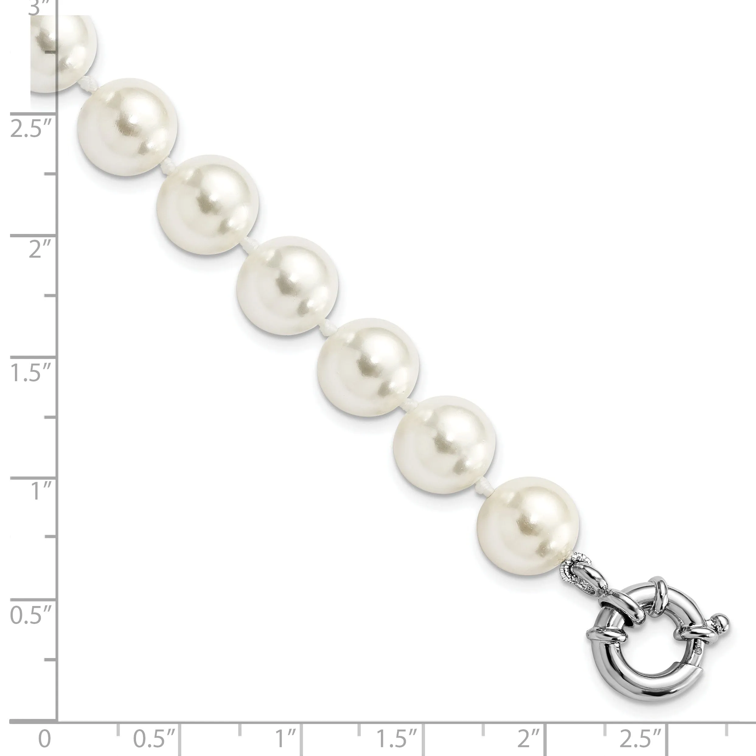 Silver Majestik White Shell Pearl Bead Bracelet