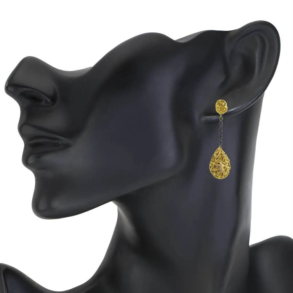Silver Meteorite Drop Earrings