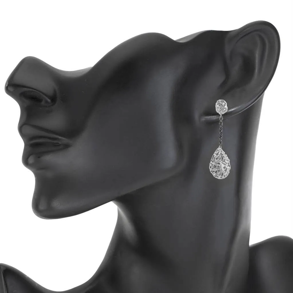 Silver Meteorite Drop Earrings