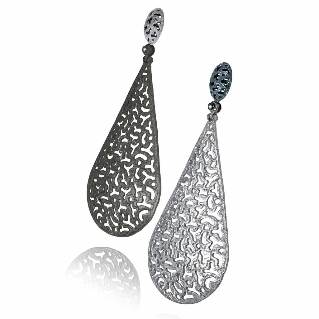 Silver Mismatched Festive Drop Earrings with Topaz