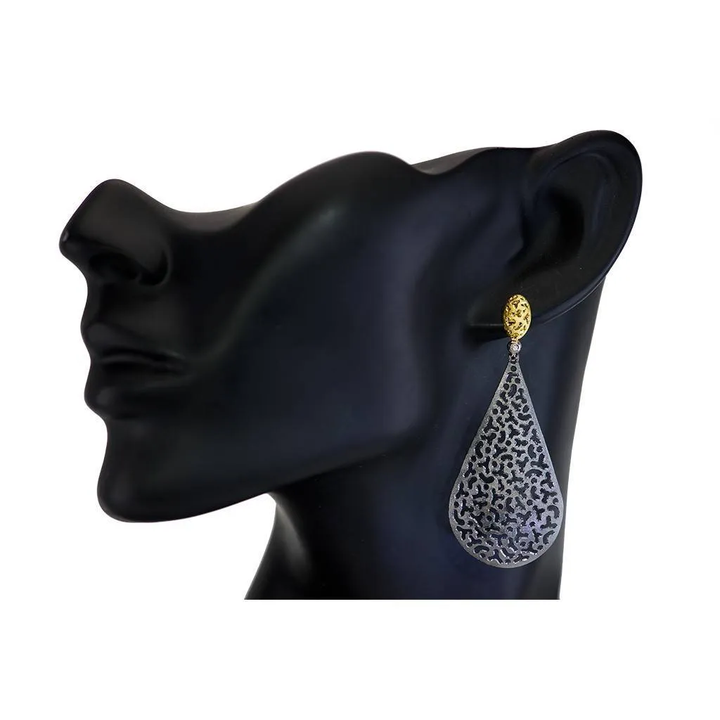 Silver Mismatched Festive Drop Earrings with Topaz